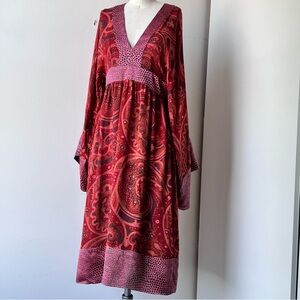 Bela 💯 silk boho kimono sleeve midi dress
